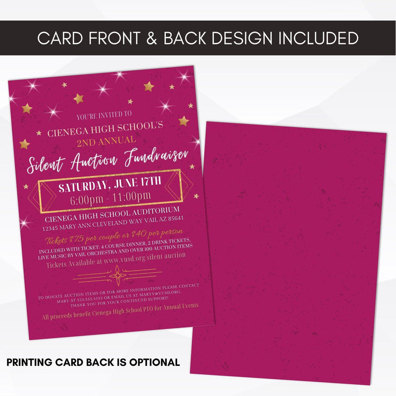 Silent Auction Fundraiser Invitation Pink - Simple Desert Designs