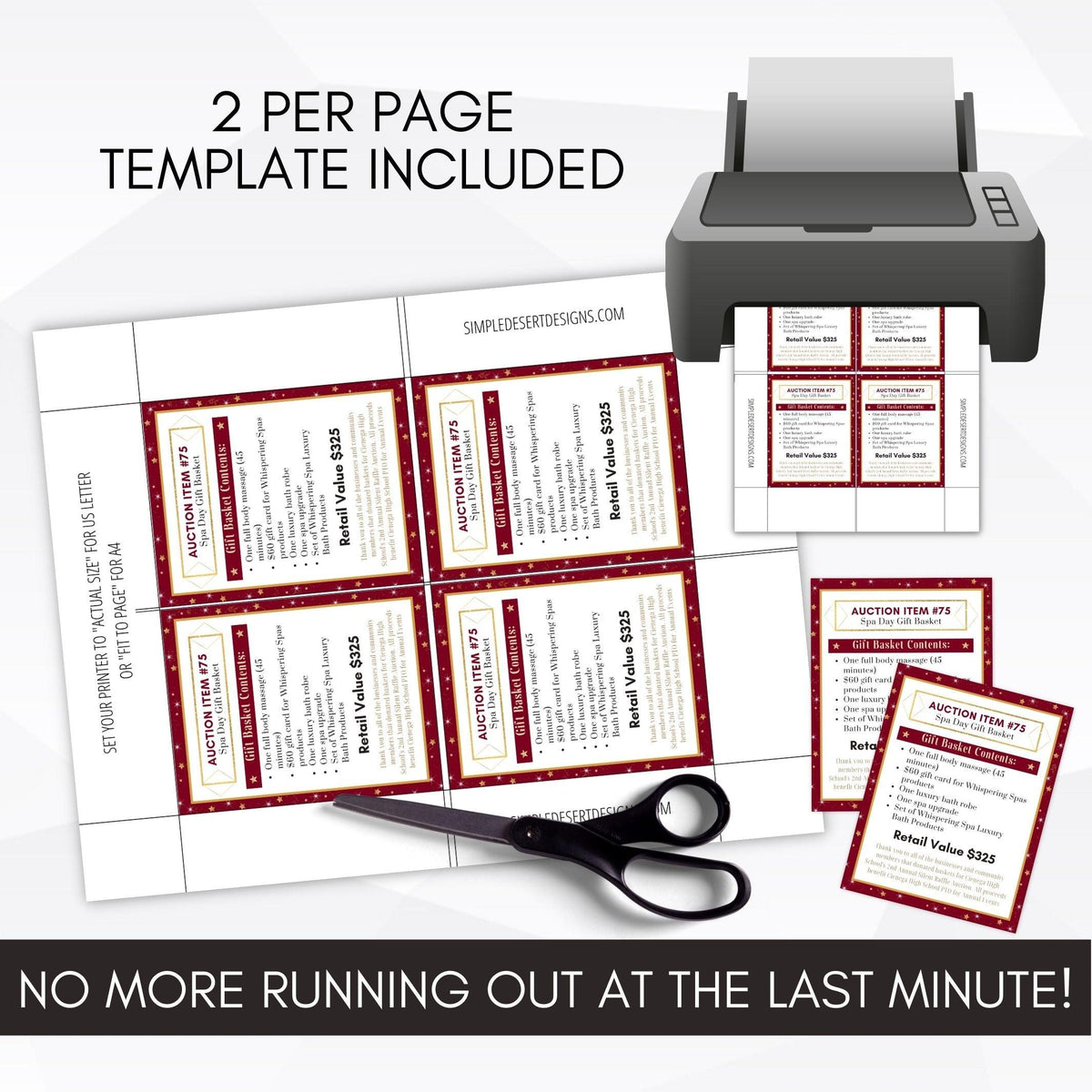 Silent Auction Tag Template - Simple Desert Designs