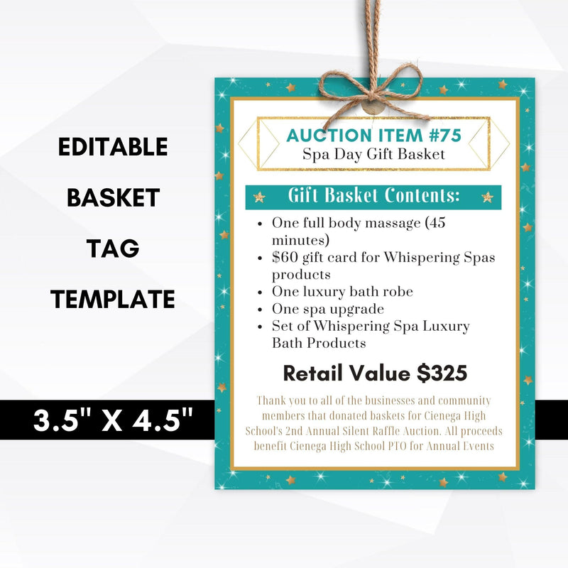 silent auction fundraiser tag template