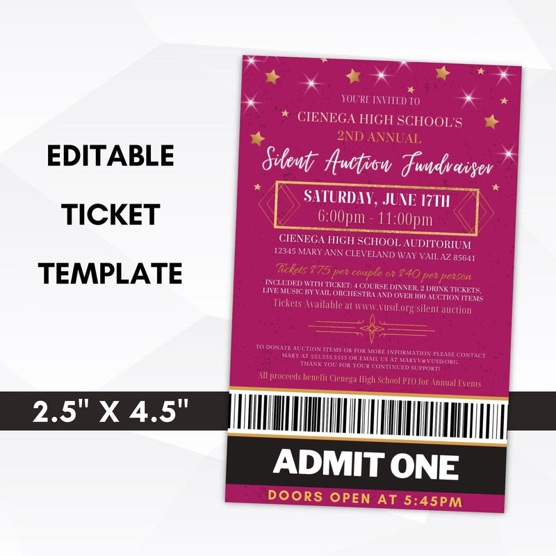 silent auction fundraiser ticket template