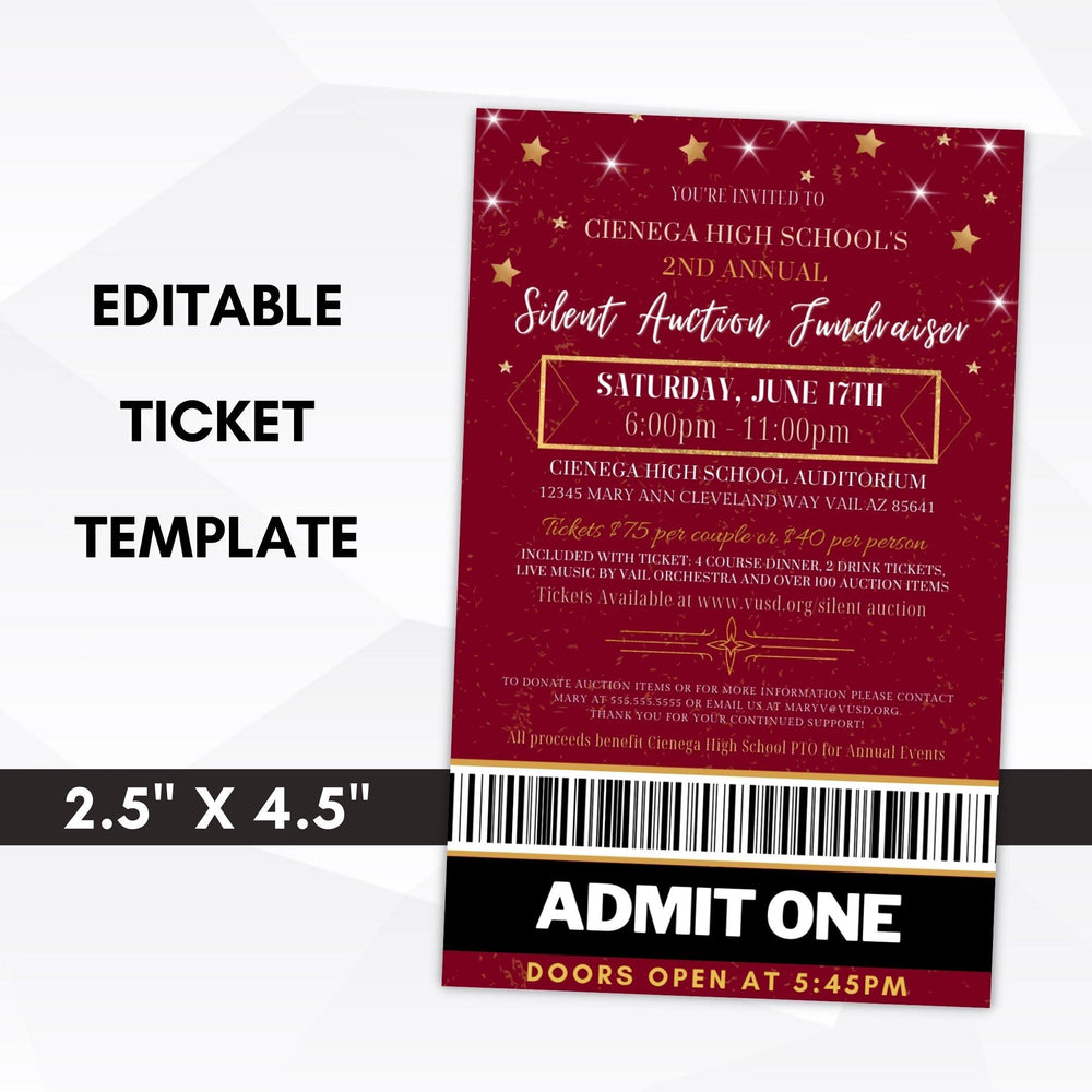 Silent Auction Fundraiser Ticket Template - Simple Desert Designs