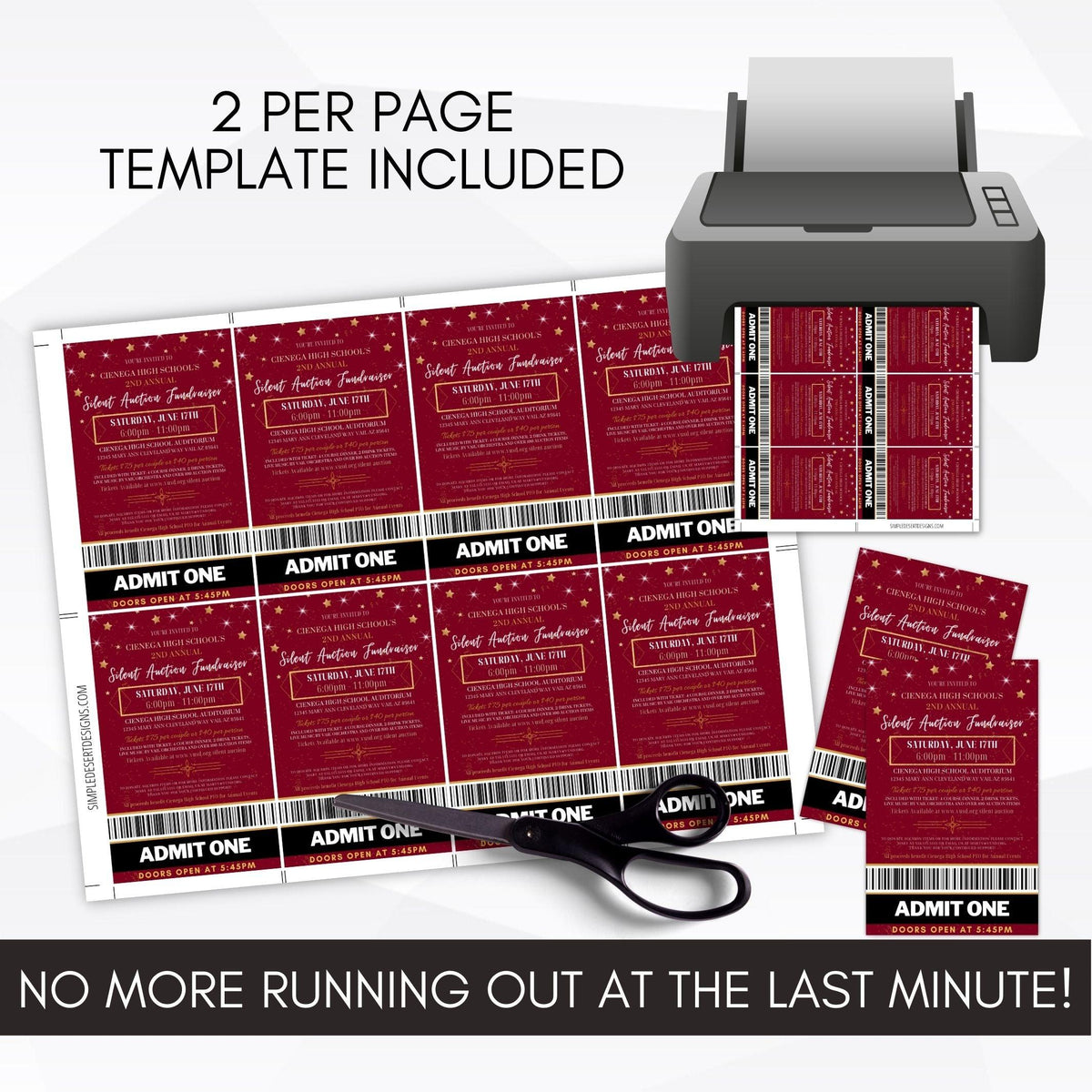 Silent Auction Fundraiser Ticket Template - Simple Desert Designs