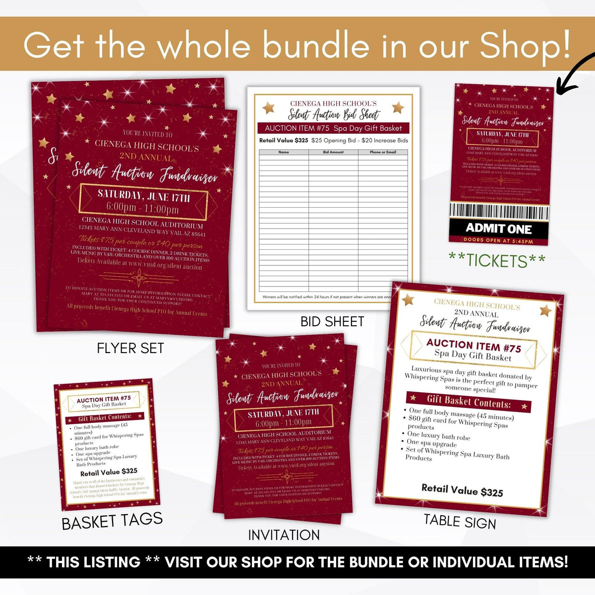 Silent Auction Fundraiser Ticket Template - Simple Desert Designs