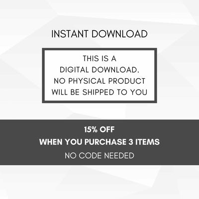 Text indicating digital download availability with promotional offer on a white background