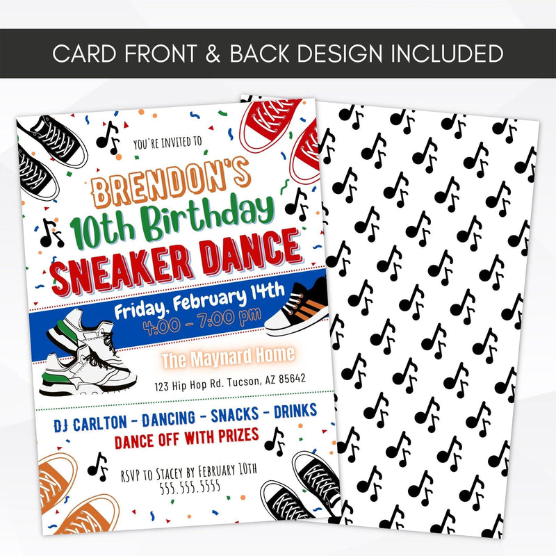 dance themed birthday party invite boys