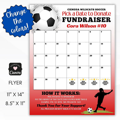 calendar fundraiser template for soccer
