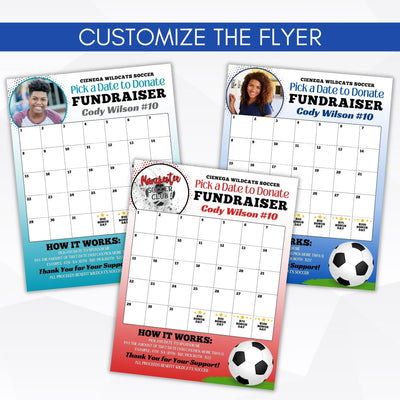 customizable soccer fundraiser calendar