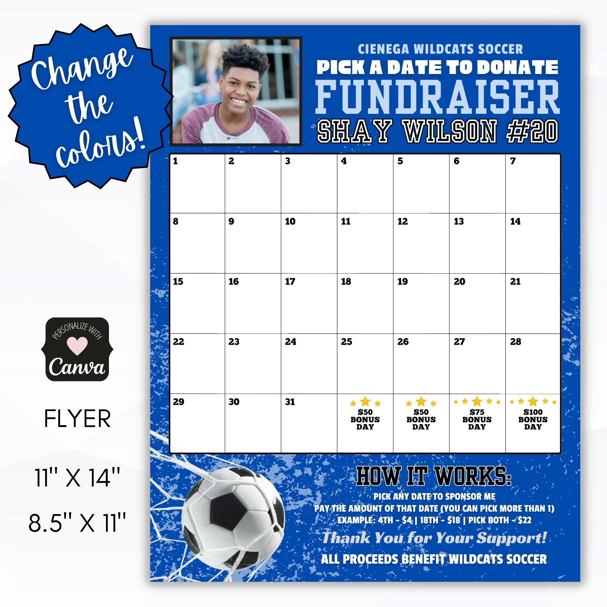Soccer Fundraiser Calendar Grunge – Simple Desert Designs