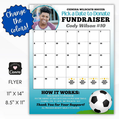 soccer team fundraising calendar