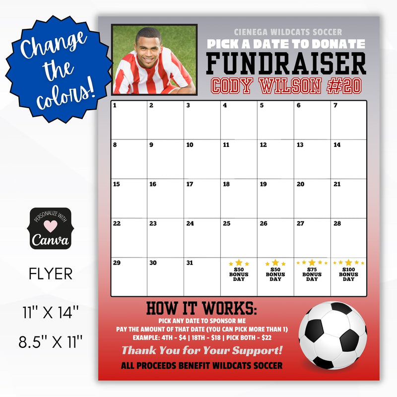 soccer calendar fundraiser template