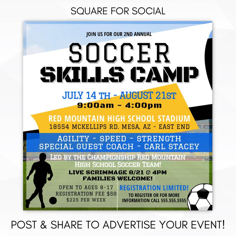 soccer football club team skills after school summer camp social media marketing