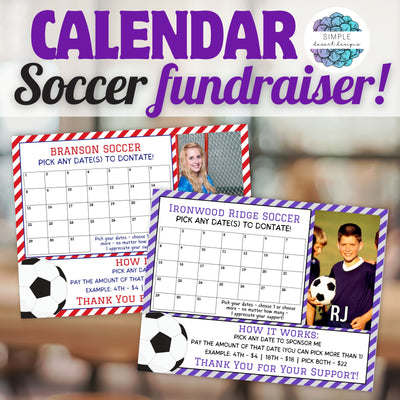 soccer calendar fundraiser template to match any team or club with photo