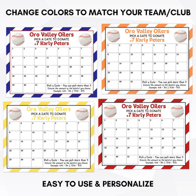 editable printable summer baseball sport schedule fundraiser idea softball fundraising calendar printable personalized template