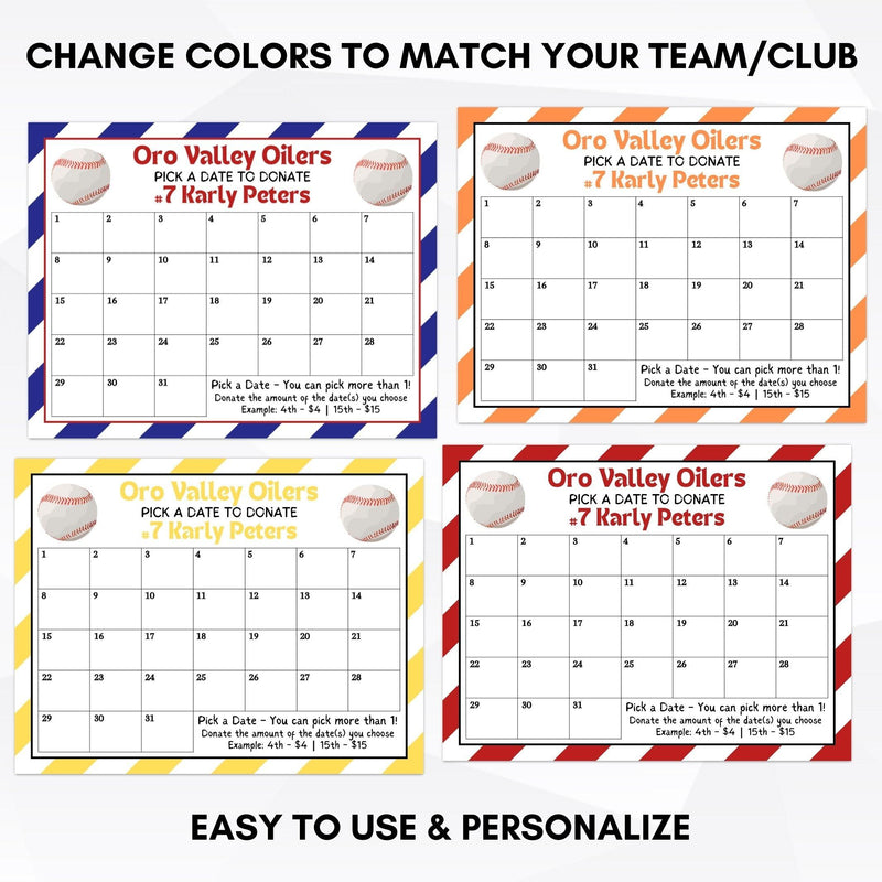 editable printable summer baseball sport schedule fundraiser idea softball fundraising calendar printable personalized template