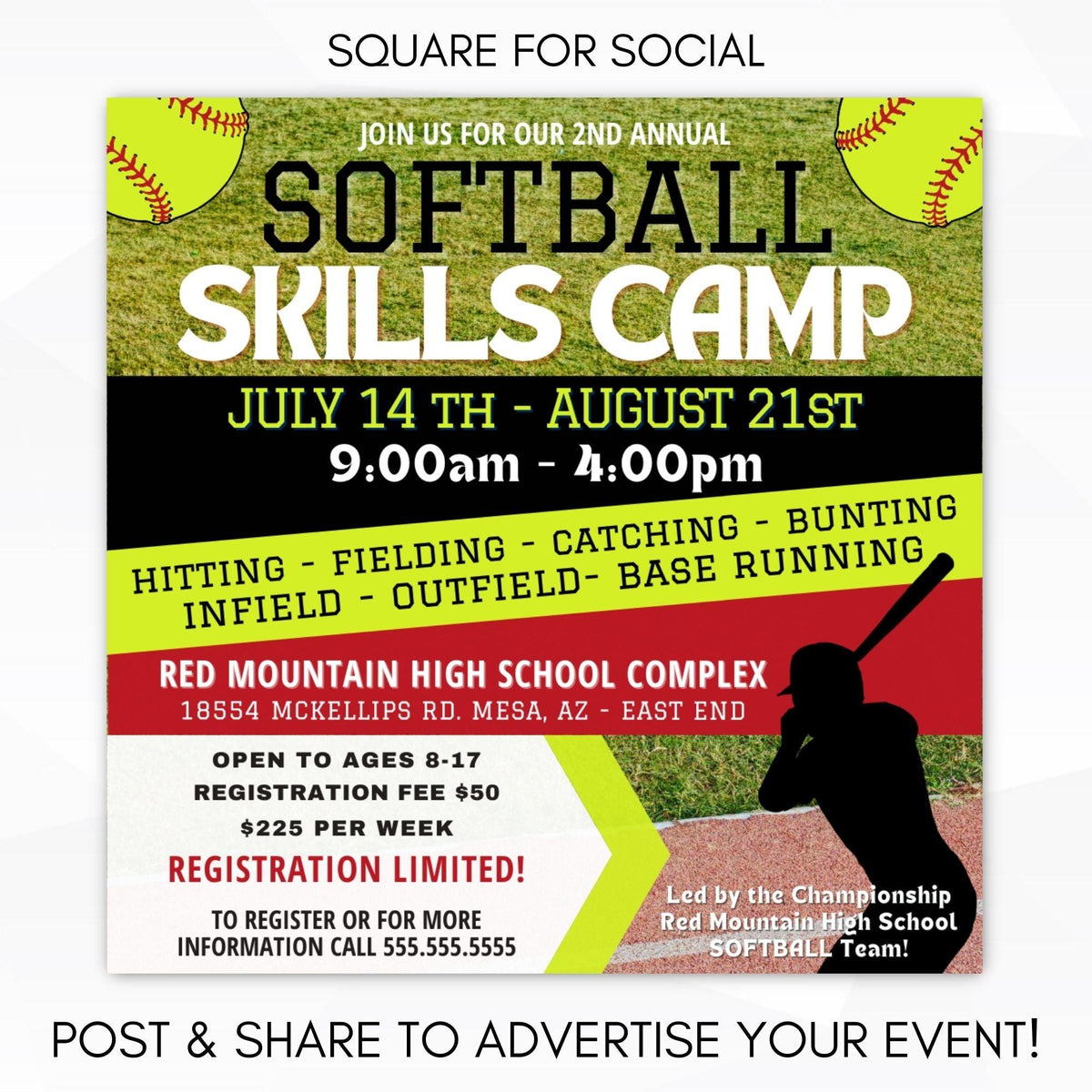 Softball Camp Flyer Template - Simple Desert Designs