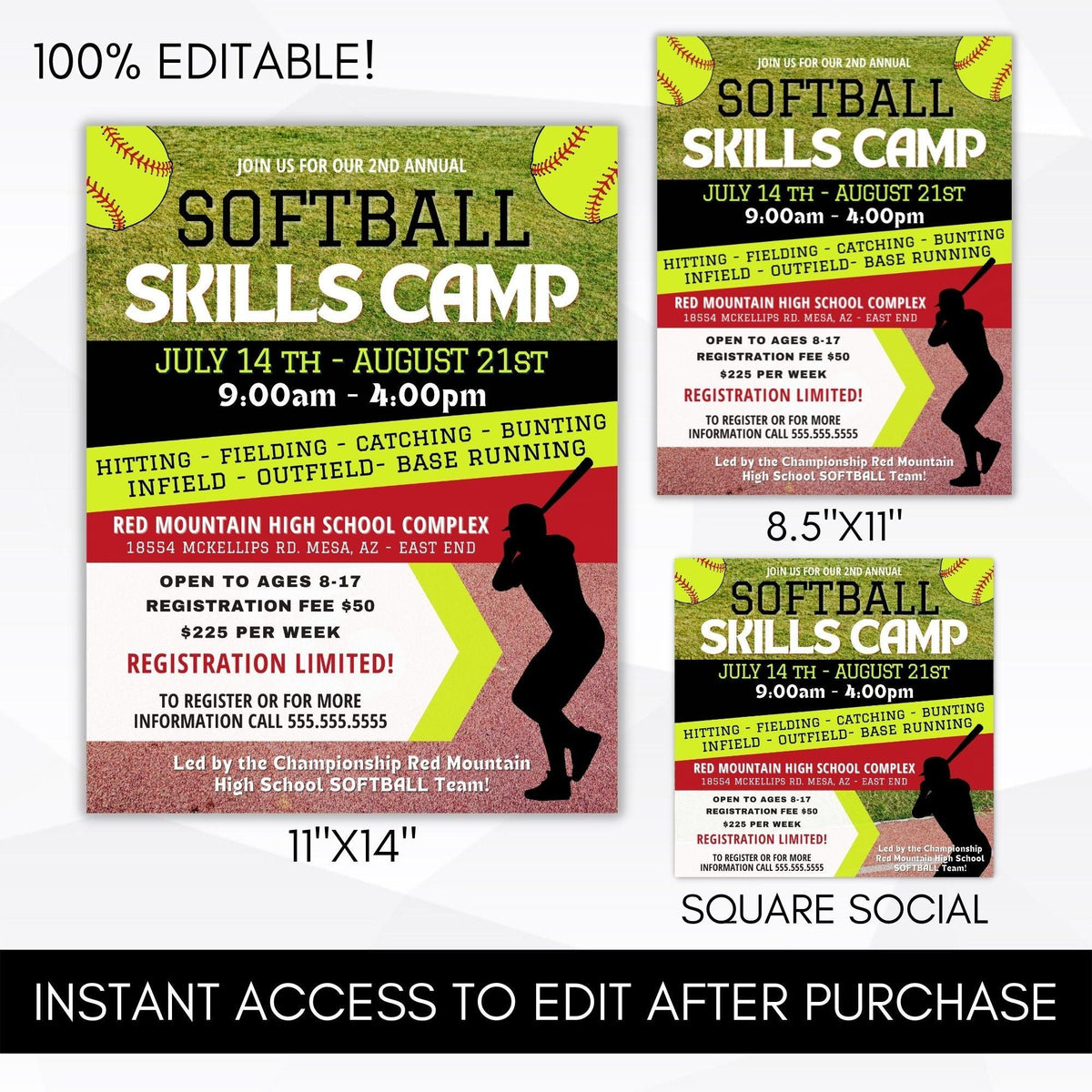 Softball Camp Flyer Template - Simple Desert Designs
