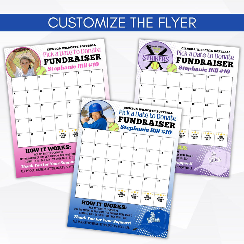 diy calendar fundraiser template for softball teams