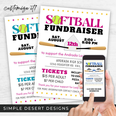 fully customizable softball fundraiser flyer for fastpitch or slowpitch
