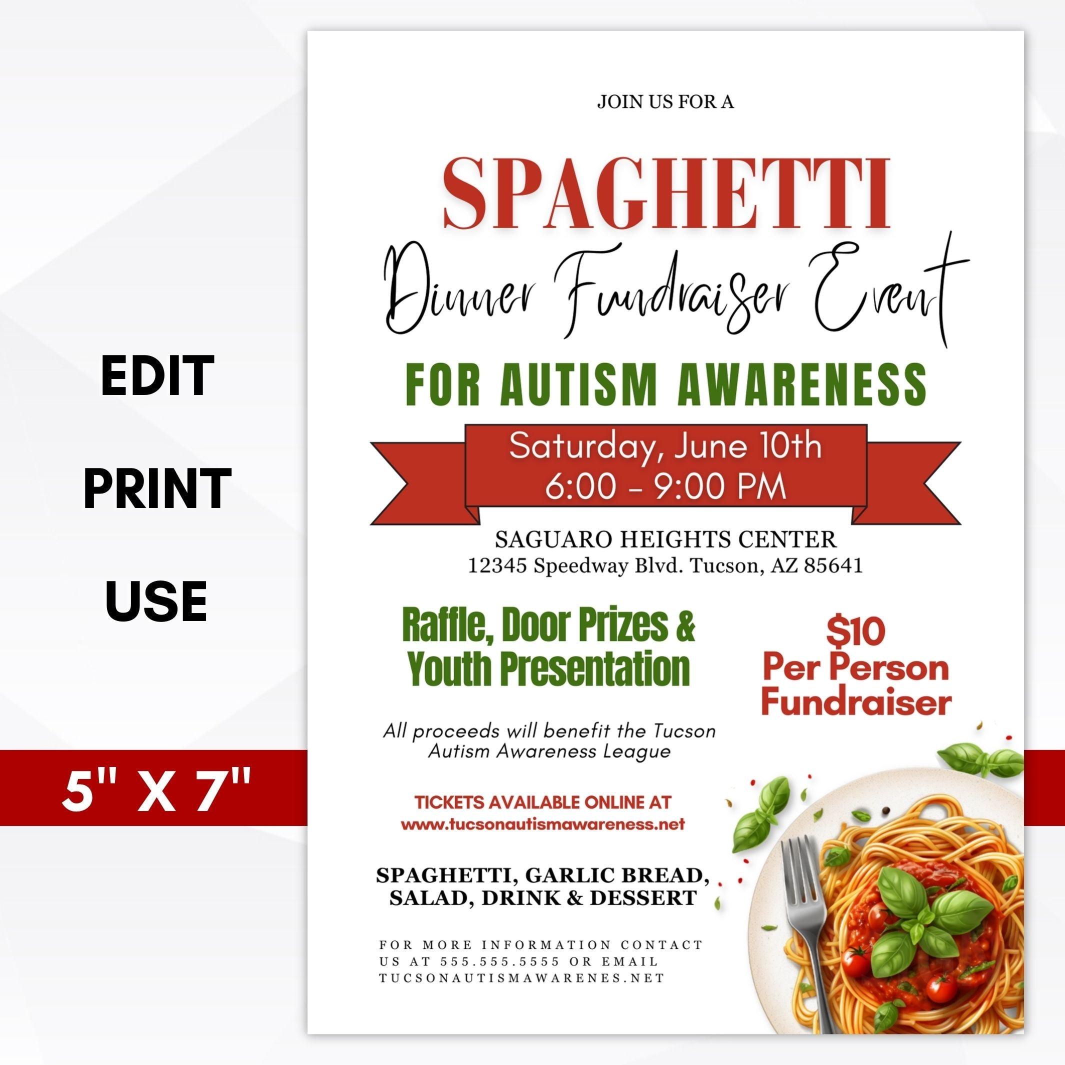 Spaghetti String Event Spaghetti Dinner Charity Event Invitation – Simple Desert Designs