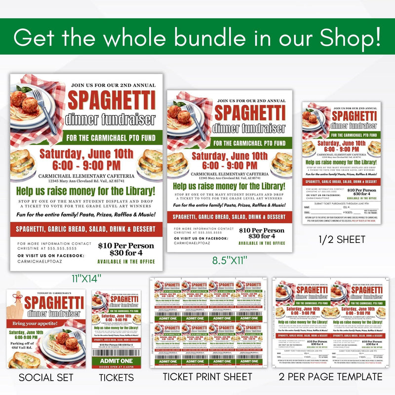 Editable Pasta Fundraiser Flyer Template - Simple Desert Designs