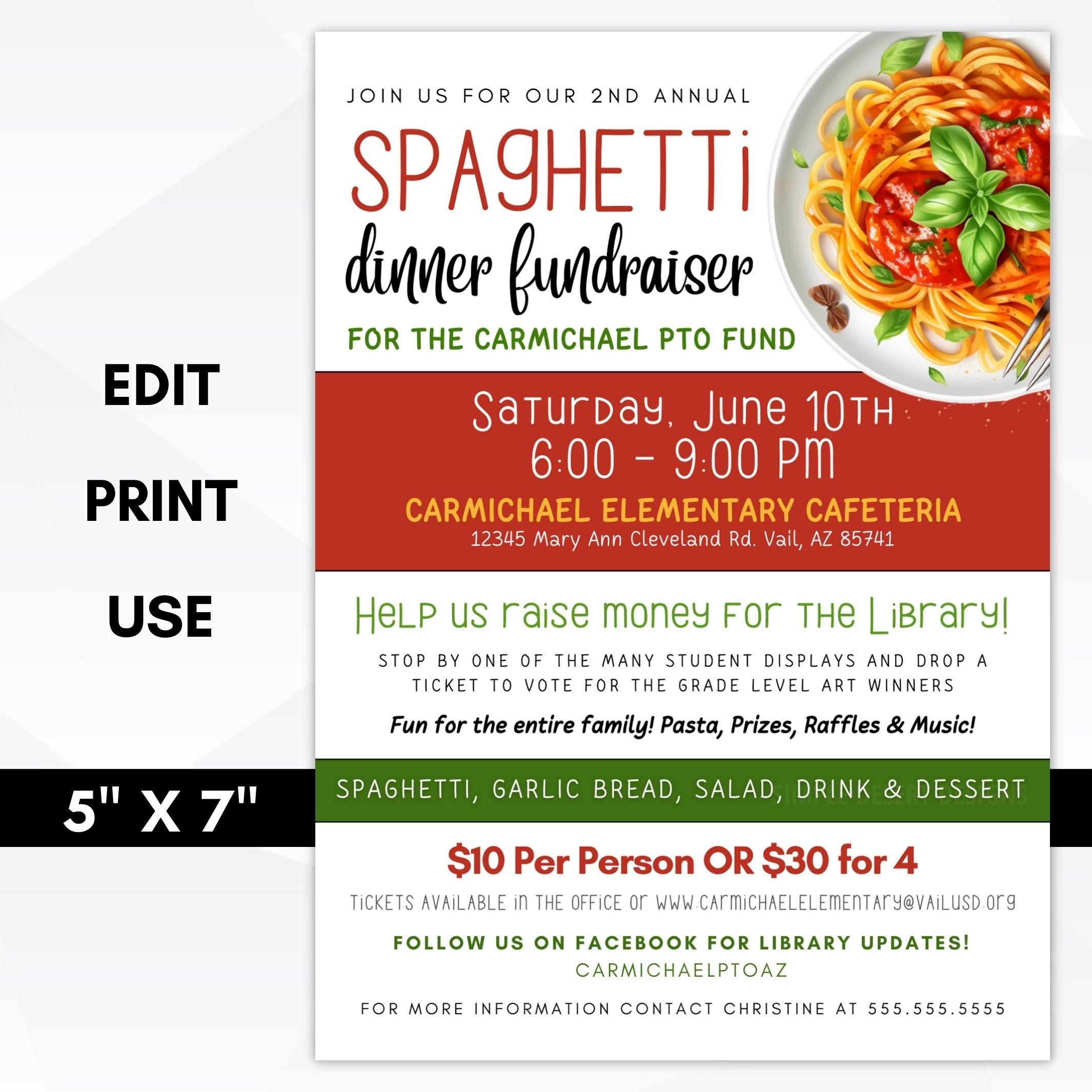 Spaghetti Fundraiser Invitation – Simple Desert Designs