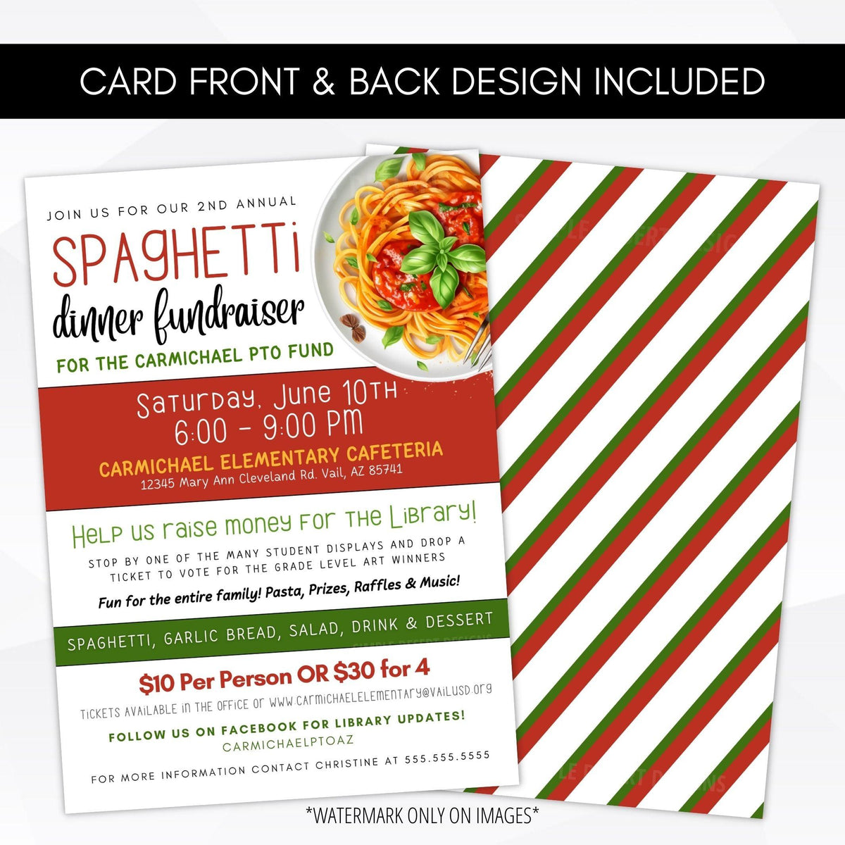 Spaghetti Fundraiser Invitation Template - Simple Desert Designs