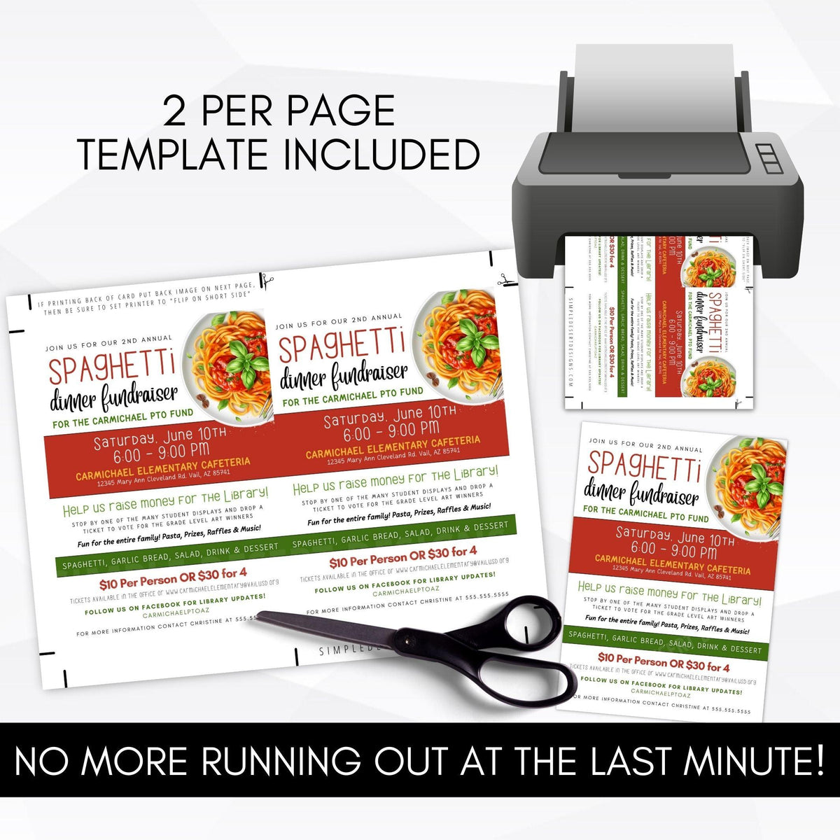 Spaghetti Fundraiser Invitation Template - Simple Desert Designs