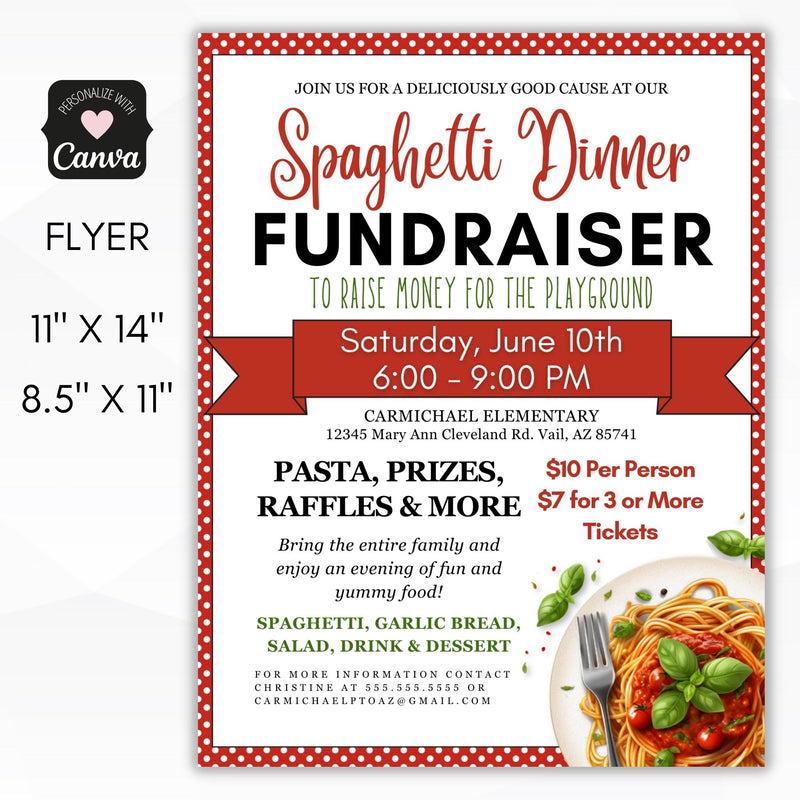 customizable pasta night flyers in two sizes plus digital option included