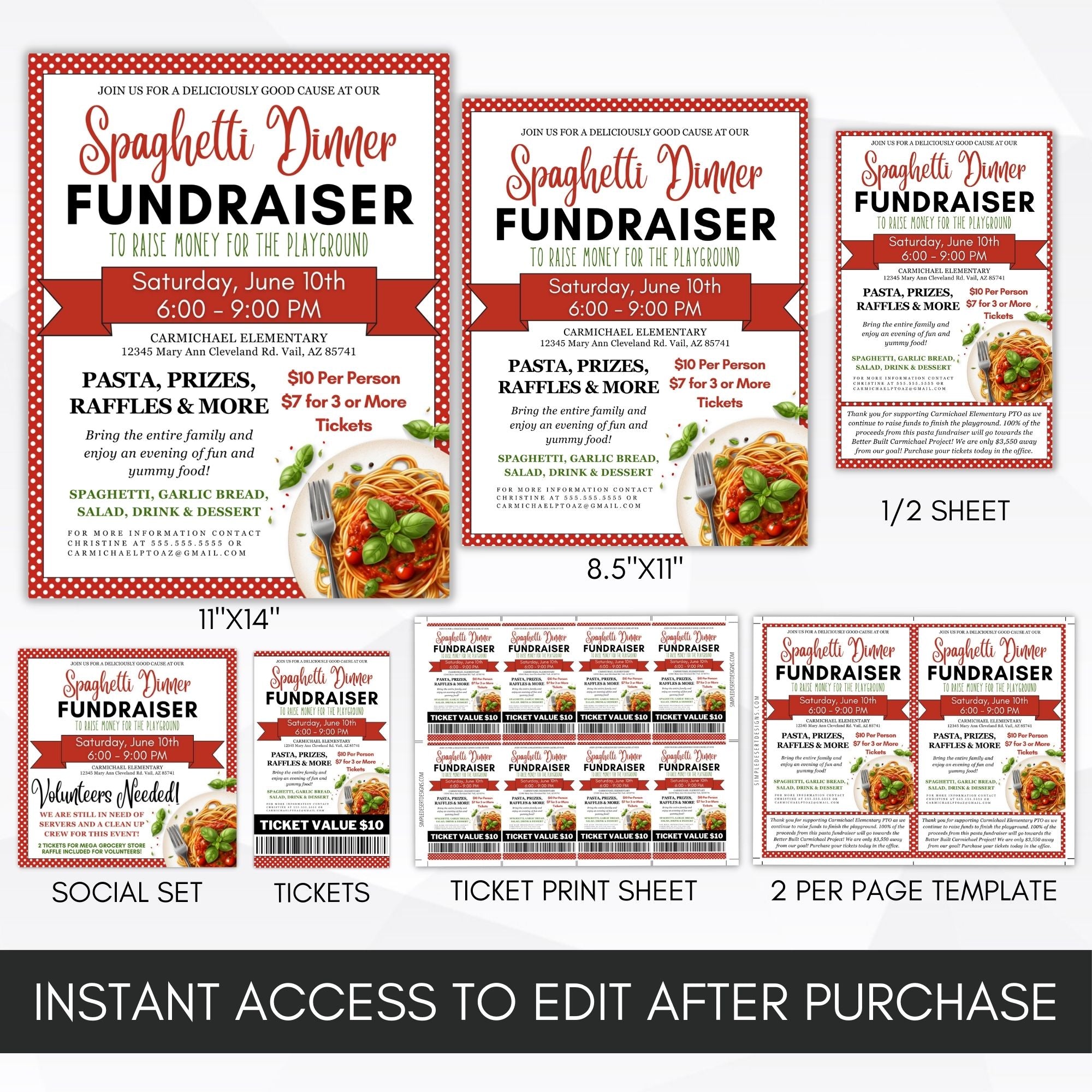 all in one spaghetti supper fundraiser bundle for school church charity