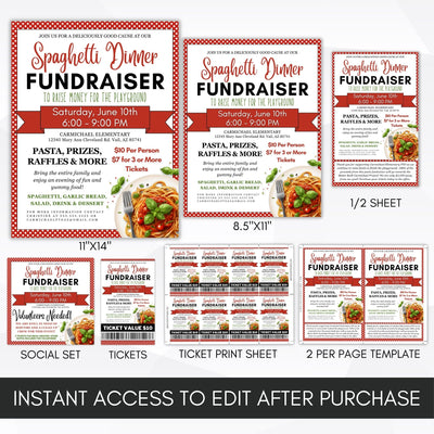 all in one spaghetti supper fundraiser bundle for school church charity