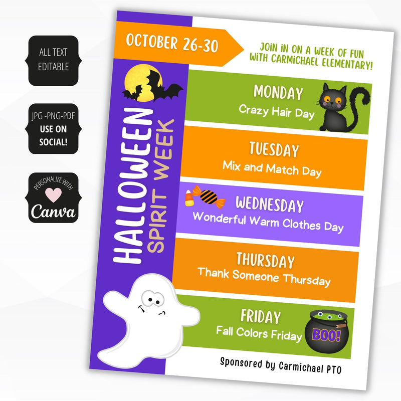 spirit week template halloween