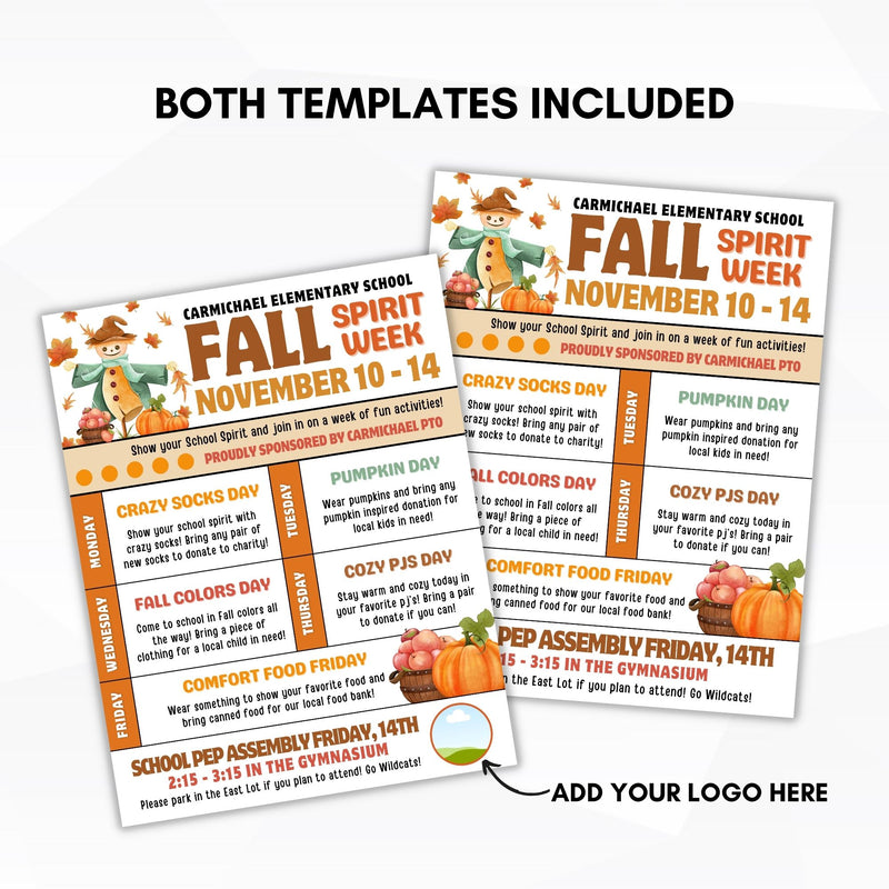Images Work Week Fall Fall Spirit Week Template – Simple Desert Designs