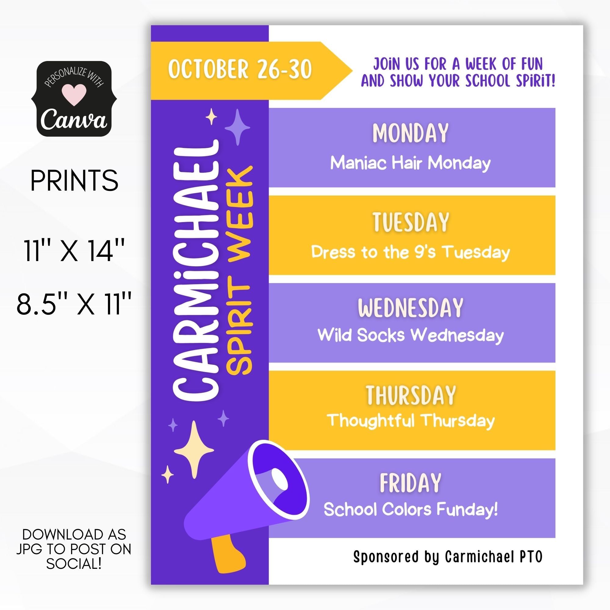 spirit week flyer for schools
