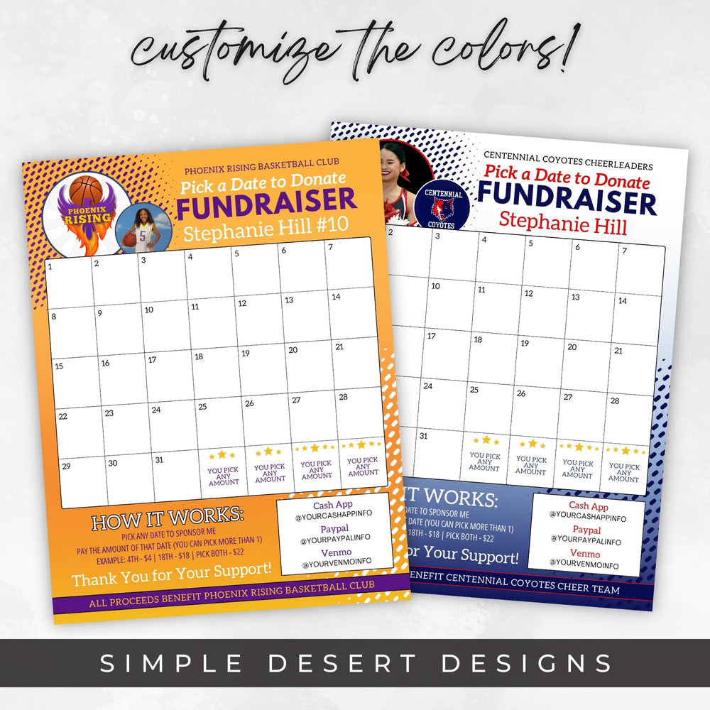 Sports Calendar Fundraiser Template - Simple Desert Designs