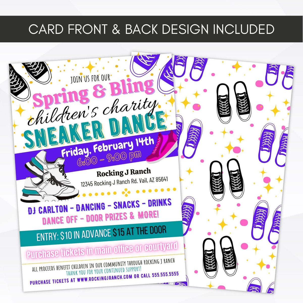 Spring Sneaker Dance Invitation Template - Simple Desert Designs