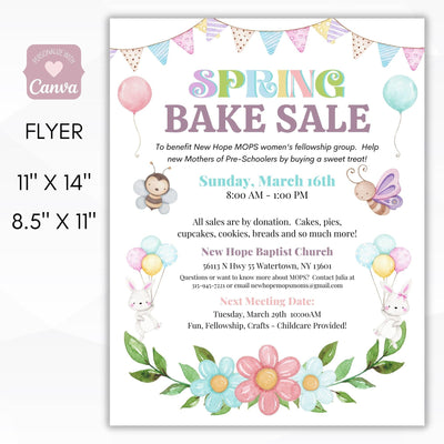 printable spring bake sale flyer poster set editable template