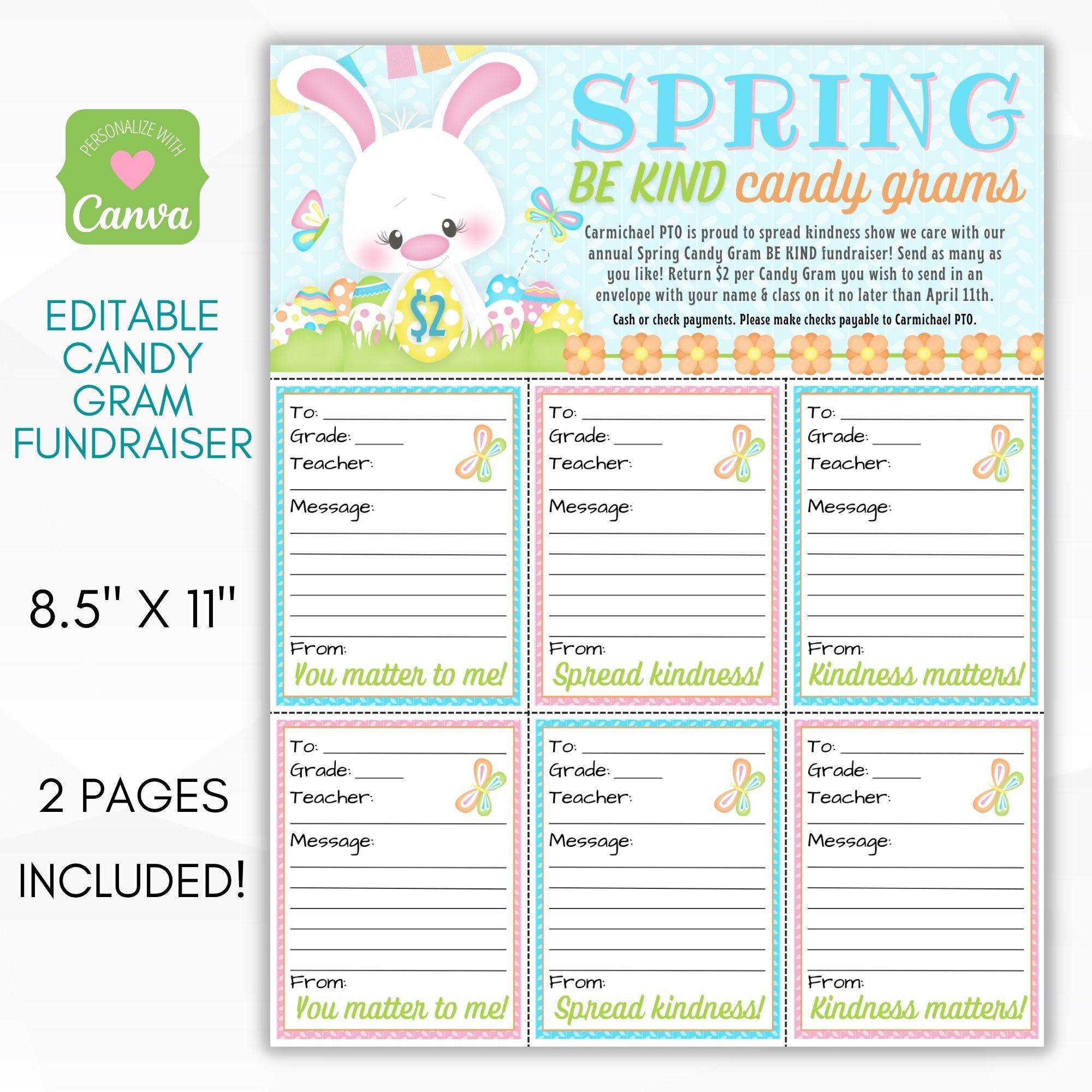Spring Be Kind Candy Gram Fundraiser Sheet