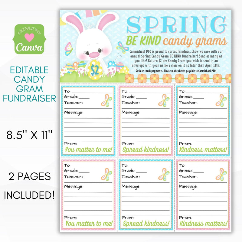 Spring Be Kind Candy Gram Fundraiser Sheet