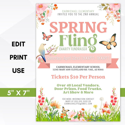 Spring fling charity fundraiser invitation