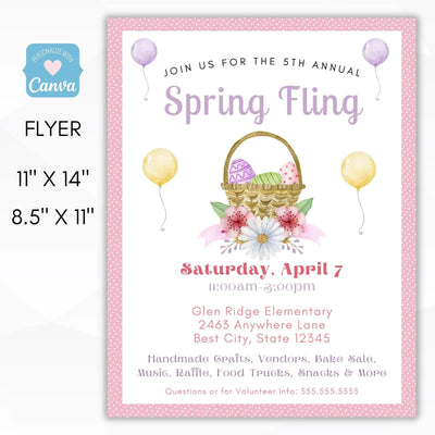 spring fling daddy daughter dance flyer set editable templates