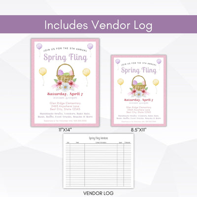 spring fling invitation template daddy daughter dance editable template school pto church community center