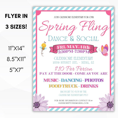 spring dance craft fair bazaar festival invitation flyer set school pto  community church printable
