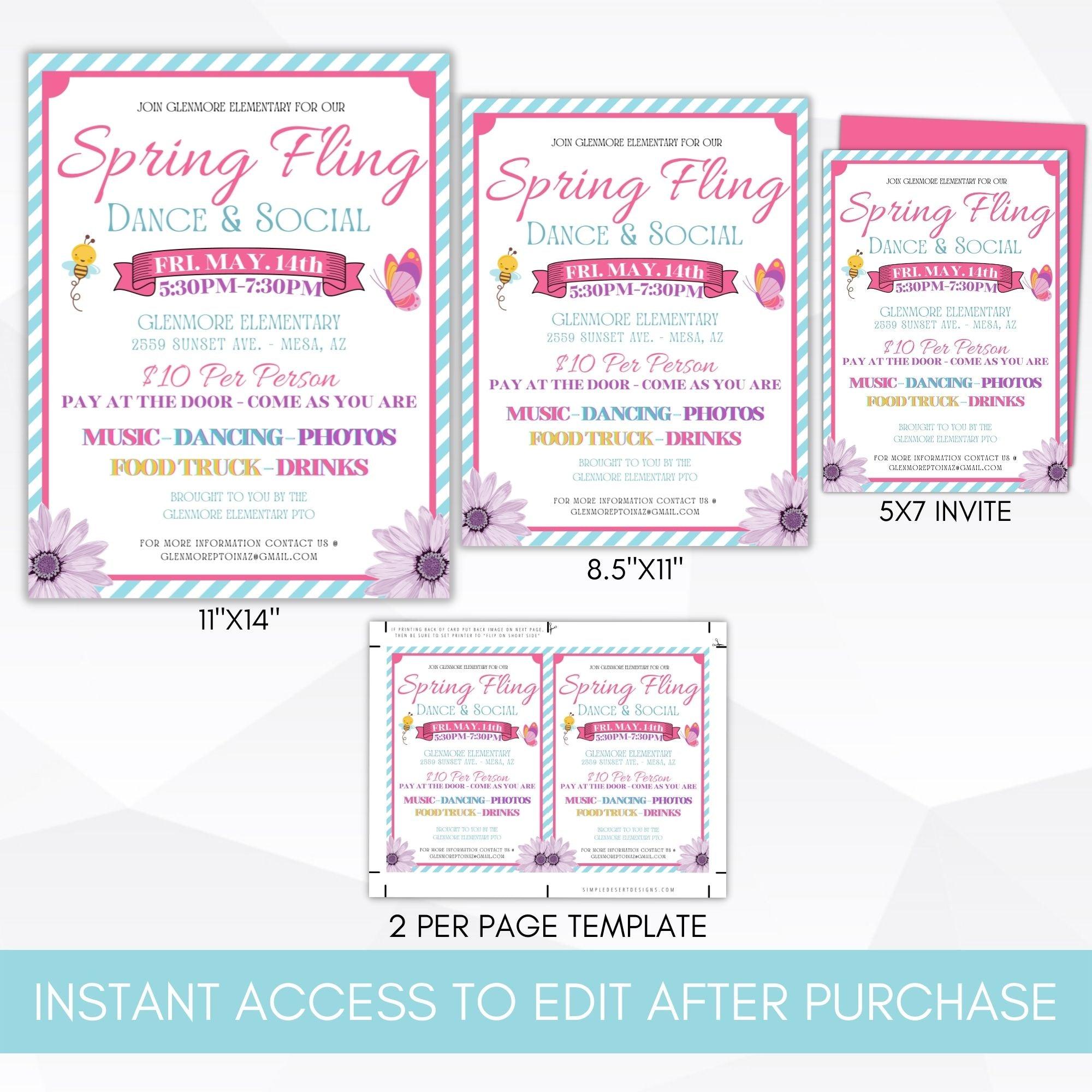 spring festival editable template set school pto church picnic invitation template set