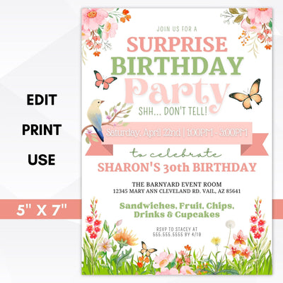 Surprise birthday party invitation