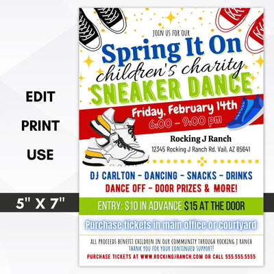 spring sneaker dance charity event invite