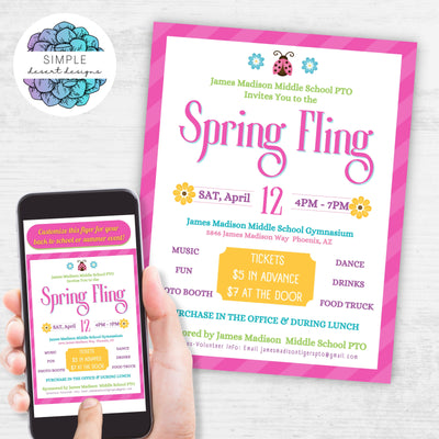 cute pink dance theme flyers
