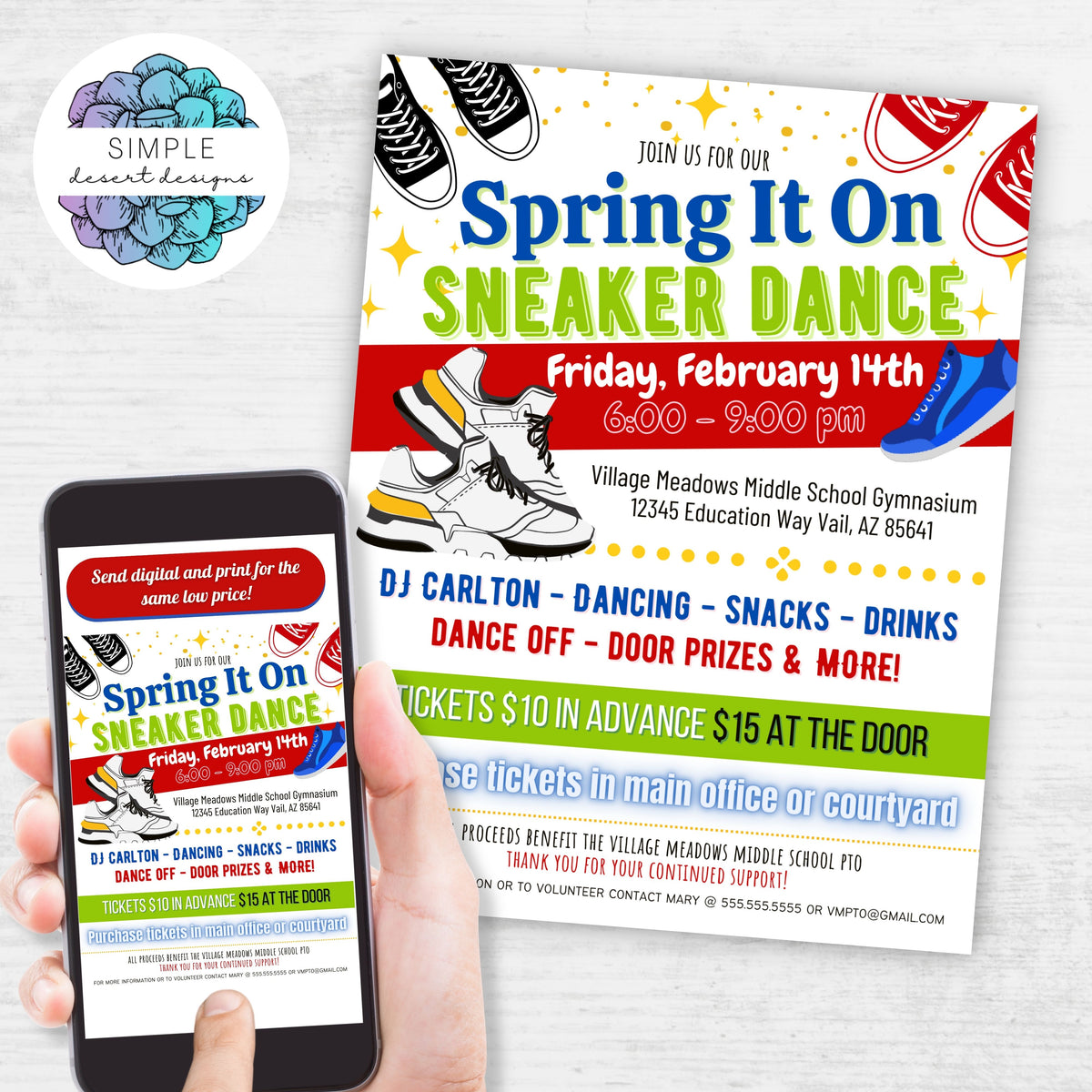 Spring Sneaker Dance Flyer Template - Simple Desert Designs
