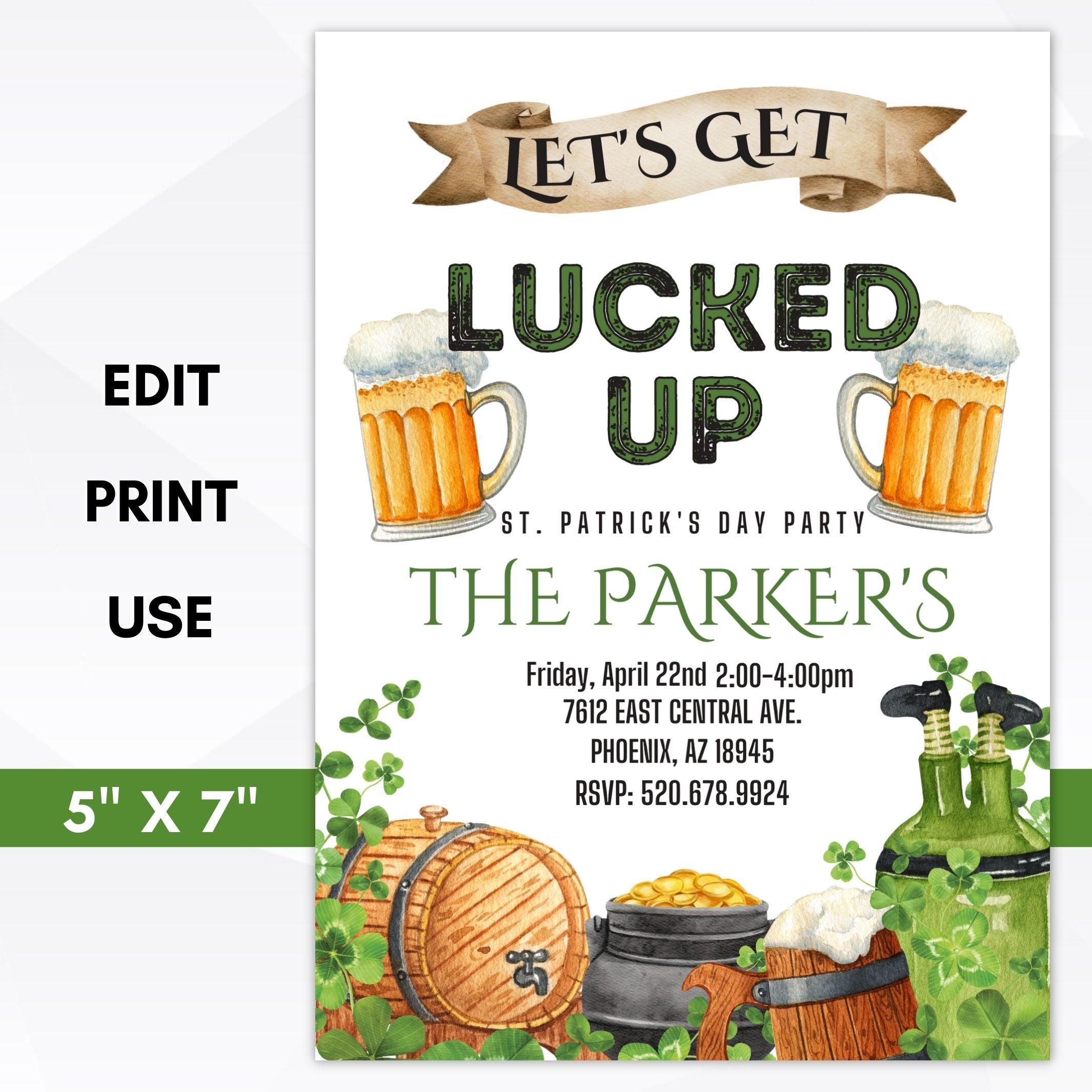 St Patrick's Day party invitation shamrock lucky themed