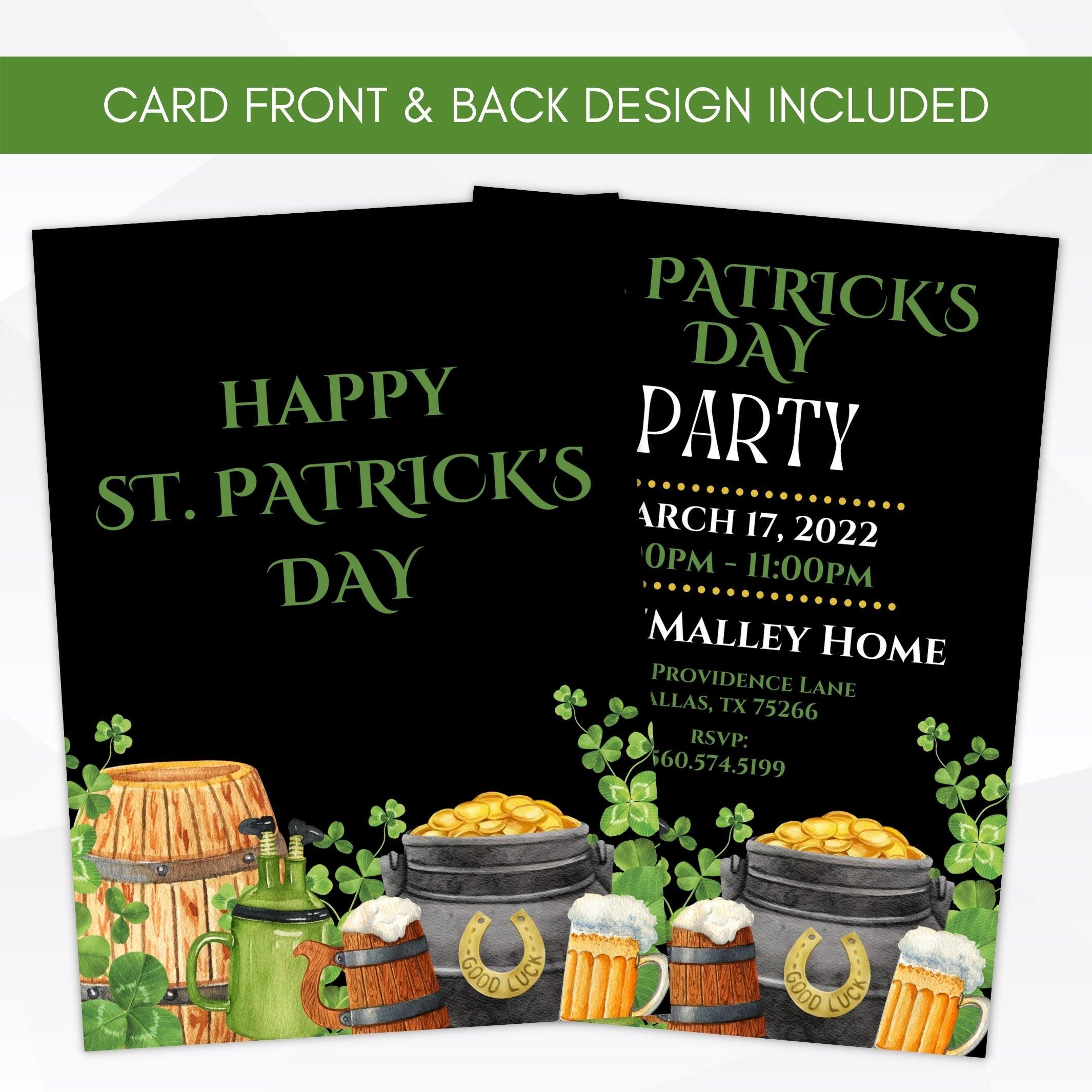 beer guiness drinking game lucky themed st pattys day party invite