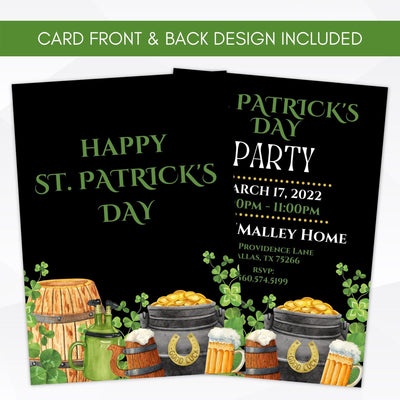 beer guiness drinking game lucky themed st pattys day party invite